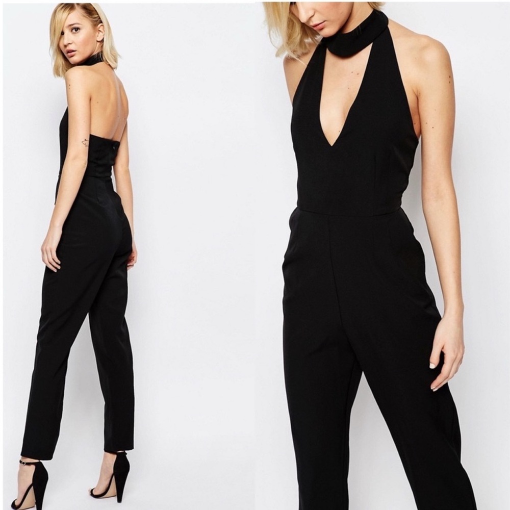 LAVISH ALICE Keyhole High Neck Deep Plunge Jumpsuit Sz 6